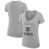 Los Angeles Kings G-III 4Her by Carl Banks Women's Super-Slim Fit Lightweight Team Logo Graphic V-Neck T-Shirt - Heather Gray | US 201613048