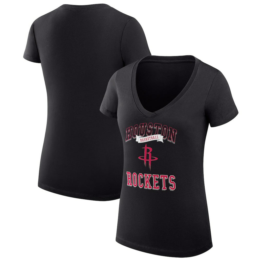 Houston Rockets G-III 4Her by Carl Banks Women's Super-Slim Fit Lightweight Team Logo V-Neck T-Shirt Black