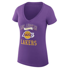 Los Angeles Lakers G-III 4Her by Carl Banks Women's Super-Slim Fit Lightweight Team Logo V-Neck T-Shirt Purple