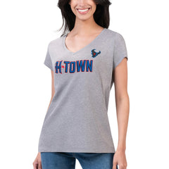 Houston Texans G-III 4Her by Carl Banks Women's Super-Slim Fit Lightweight H-Town V-Neck T-Shirt - Heather Gray T-shirts