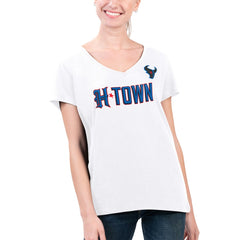 Houston Texans G-III 4Her by Carl Banks Women's Super-Slim Fit Lightweight H-Town V-Neck T-Shirt - White T-shirts
