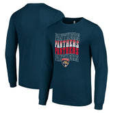 Florida Panthers Starter Four Team Name Logo Long Sleeve Graphic T-Shirt - Navy | US 201621850