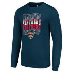 Florida Panthers Starter Four Team Name Logo Long Sleeve Graphic T-Shirt - Navy | US 201621850