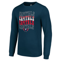 Washington Capitals Starter Four Team Name Logo Long Sleeve Graphic T-Shirt - Navy | US 201621859