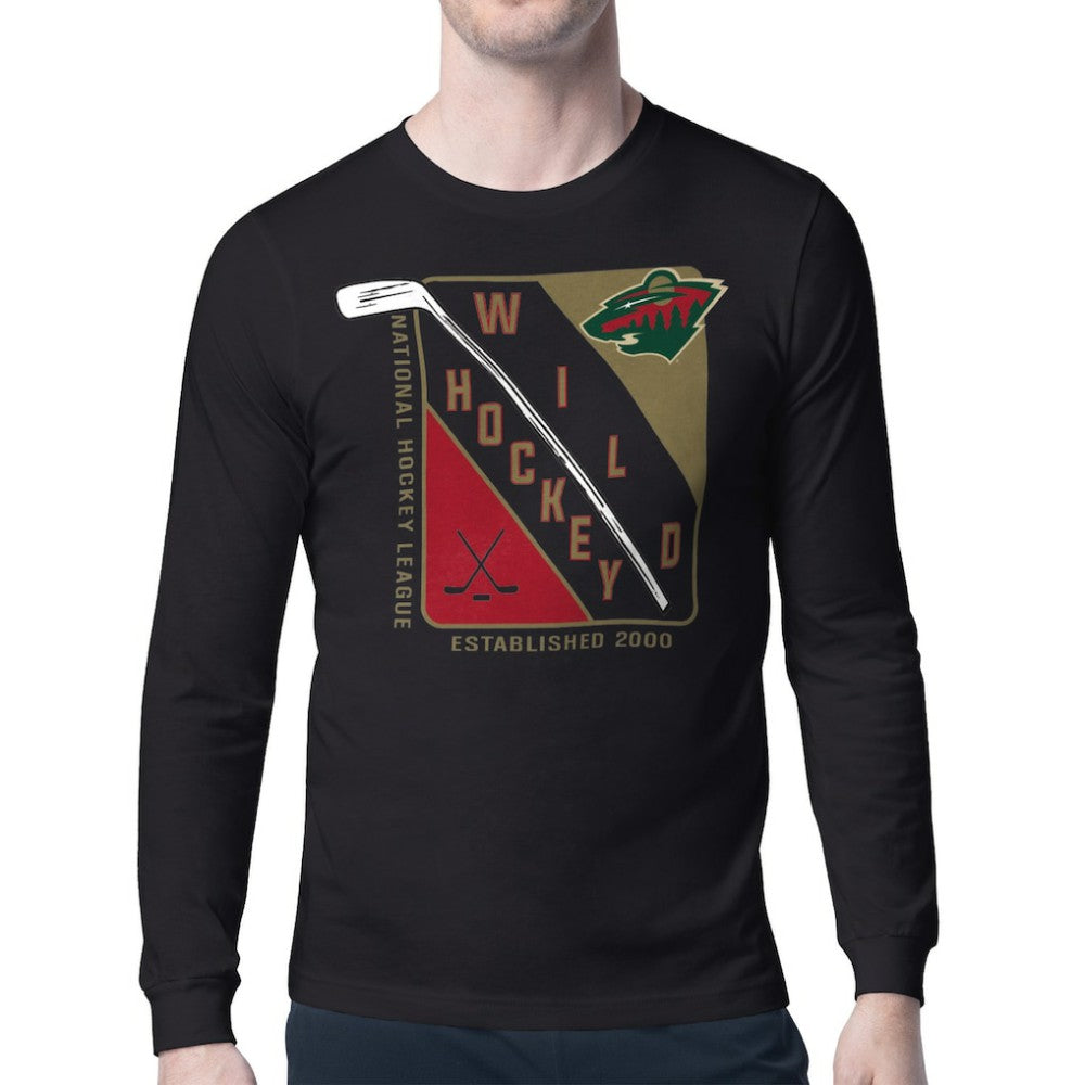 Minnesota Wild Starter Shield Long Sleeve Graphic T-Shirt - Black | US 201622130