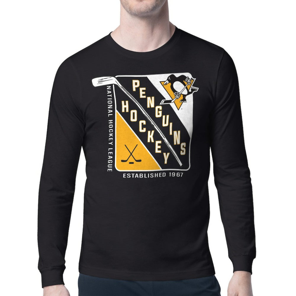 Pittsburgh Penguins Starter Shield Long Sleeve Graphic T-Shirt - Black | US 201622135