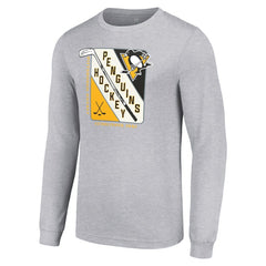 Pittsburgh Penguins Starter Shield Long Sleeve Graphic T-Shirt - Heather Gray | US 201622175