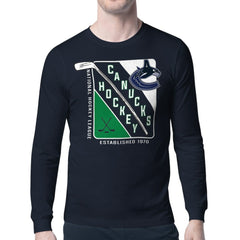 Vancouver Canucks Starter Shield Long Sleeve Graphic T-Shirt - Navy | US 201622222