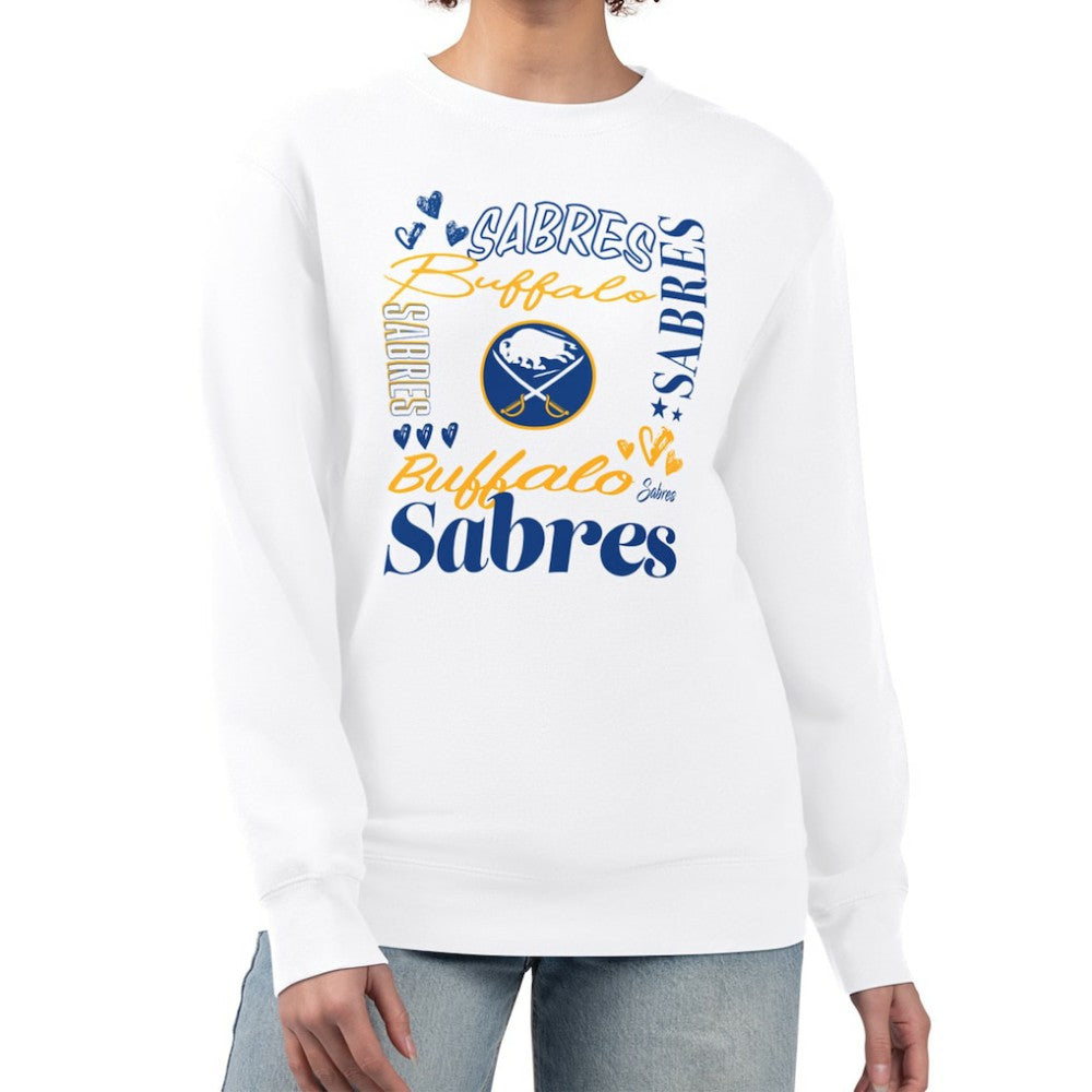 Buffalo Sabres G-III 4Her by Carl Banks Women's Collage Graphic Fleece Long Sleeve Pullover Sweatshirt - White | US 201622727
