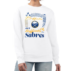 Buffalo Sabres G-III 4Her by Carl Banks Women's Collage Graphic Fleece Long Sleeve Pullover Sweatshirt - White | US 201622727