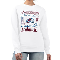 Colorado Avalanche G-III 4Her by Carl Banks Women's Collage Graphic Fleece Long Sleeve Pullover Sweatshirt - White | US 201622731
