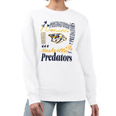 Nashville Predators G-III 4Her by Carl Banks Women's Collage Graphic Fleece Long Sleeve Pullover Sweatshirt - White | US 201622740