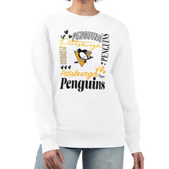 Pittsburgh Penguins G-III 4Her by Carl Banks Women's Collage Graphic Fleece Long Sleeve Pullover Sweatshirt - White | US 201622747