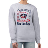 Columbus Blue Jackets G-III 4Her by Carl Banks Women's Collage Graphic Fleece Long Sleeve Pullover Sweatshirt - Heather Gray | US 201622749