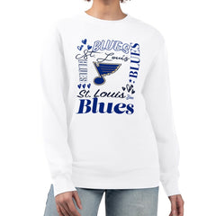 St. Louis Blues G-III 4Her by Carl Banks Women's Collage Graphic Fleece Long Sleeve Pullover Sweatshirt - White | US 201622752