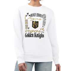 Vegas Golden Knights G-III 4Her by Carl Banks Women's Collage Graphic Fleece Long Sleeve Pullover Sweatshirt - White | US 201622755