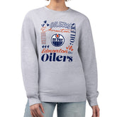 Edmonton Oilers G-III 4Her by Carl Banks Women's Collage Graphic Fleece Long Sleeve Pullover Sweatshirt - Heather Gray | US 201622761