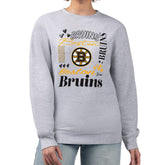 Boston Bruins G-III 4Her by Carl Banks Women's Collage Graphic Fleece Long Sleeve Pullover Sweatshirt - Heather Gray | US 201622769