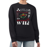 Minnesota Wild G-III 4Her by Carl Banks Women's Collage Graphic Fleece Long Sleeve Pullover Sweatshirt - Black | US 201622781