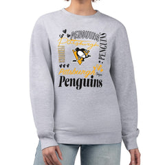 Pittsburgh Penguins G-III 4Her by Carl Banks Women's Collage Graphic Fleece Long Sleeve Pullover Sweatshirt - Heather Gray | US 201622788
