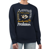 Nashville Predators G-III 4Her by Carl Banks Women's Collage Graphic Fleece Long Sleeve Pullover Sweatshirt - Navy | US 201622799