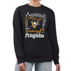 Pittsburgh Penguins G-III 4Her by Carl Banks Women's Collage Graphic Fleece Long Sleeve Pullover Sweatshirt - Black | US 201622801