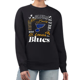 St. Louis Blues G-III 4Her by Carl Banks Women's Collage Graphic Fleece Long Sleeve Pullover Sweatshirt - Black | US 201622804