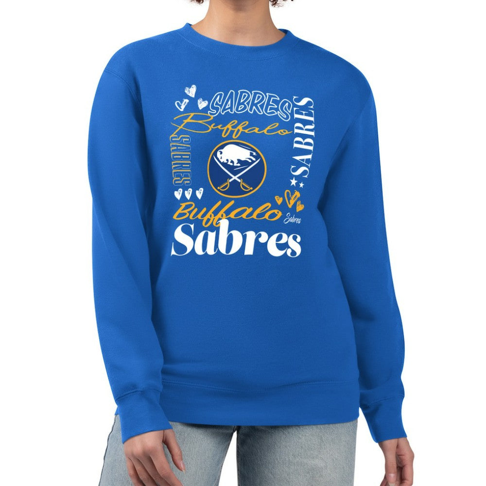 Buffalo Sabres G-III 4Her by Carl Banks Women's Collage Graphic Fleece Long Sleeve Pullover Sweatshirt - Royal | US 201622812