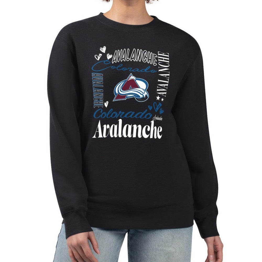 Colorado Avalanche G-III 4Her by Carl Banks Women's Collage Graphic Fleece Long Sleeve Pullover Sweatshirt - Black | US 201622814