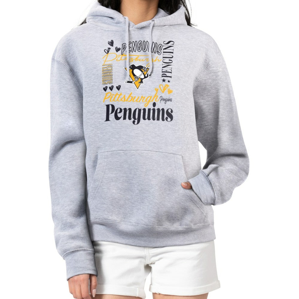 Pittsburgh Penguins G-III 4Her by Carl Banks Women's Collage Team Graphic Tri-Blend Fleece Pullover Hoodie - Heather Gray | US 201622876