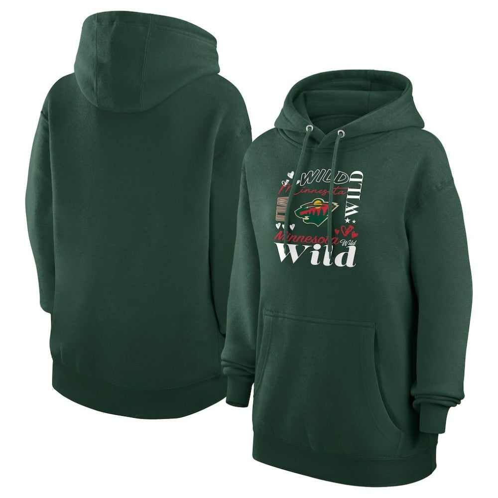 Minnesota Wild G-III 4Her by Carl Banks Women's Collage Team Graphic Tri-Blend Fleece Pullover Hoodie - Olive | US 201622906