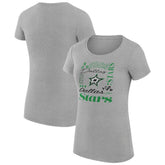 Dallas Stars G-III 4Her by Carl Banks Women's Super-Slim Fit Lightweight Collage Team Graphic T-Shirt - Heather Gray | US 201622938