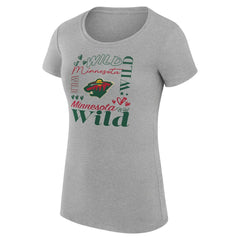 Minnesota Wild G-III 4Her by Carl Banks Women's Super-Slim Fit Lightweight Collage Team Graphic T-Shirt - Heather Gray | US 201622948