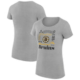 Boston Bruins G-III 4Her by Carl Banks Women's Super-Slim Fit Lightweight Collage Team Graphic T-Shirt - Heather Gray | US 201622951