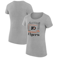 Philadelphia Flyers G-III 4Her by Carl Banks Women's Super-Slim Fit Lightweight Collage Team Graphic T-Shirt - Heather Gray | US 201622982