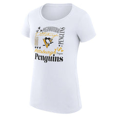 Pittsburgh Penguins G-III 4Her by Carl Banks Women's Super-Slim Fit Lightweight Collage Team Graphic T-Shirt - White | US 201622999