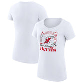 New Jersey Devils G-III 4Her by Carl Banks Women's Super-Slim Fit Lightweight Collage Team Graphic T-Shirt - White | US 201623031