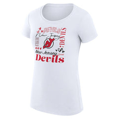 New Jersey Devils G-III 4Her by Carl Banks Women's Super-Slim Fit Lightweight Collage Team Graphic T-Shirt - White | US 201623031