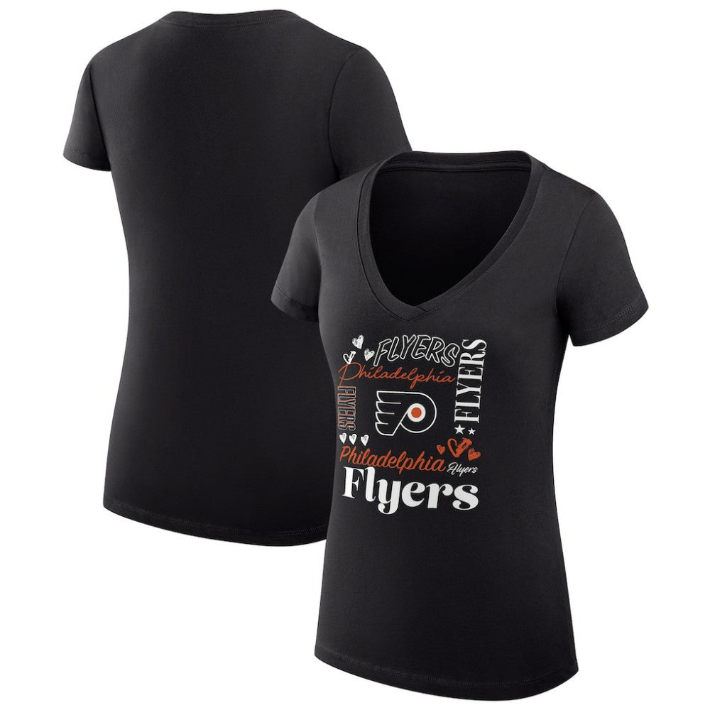Philadelphia Flyers G-III 4Her by Carl Banks Women's Super-Slim Fit Lightweight Collage Team Graphic T-Shirt - Black | US 201623056