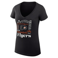 Philadelphia Flyers G-III 4Her by Carl Banks Women's Super-Slim Fit Lightweight Collage Team Graphic T-Shirt - Black | US 201623056