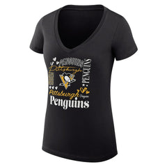 Pittsburgh Penguins G-III 4Her by Carl Banks Women's Super-Slim Fit Lightweight Collage Team Graphic T-Shirt - Black | US 201623059