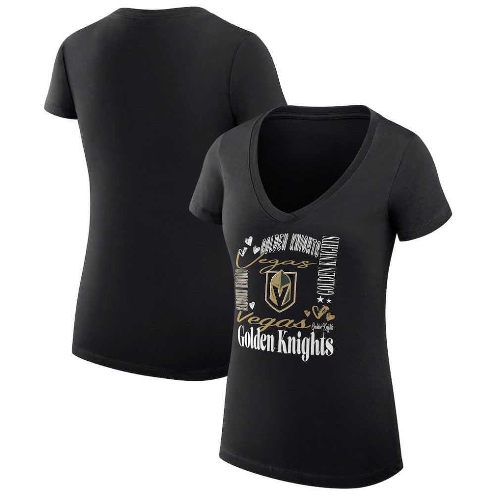 Vegas Golden Knights G-III 4Her by Carl Banks Women's Super-Slim Fit Lightweight Collage Team Graphic T-Shirt - Black | US 201623065
