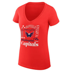 Washington Capitals G-III 4Her by Carl Banks Women's Super-Slim Fit Lightweight Collage Team Graphic T-Shirt - Red | US 201623088