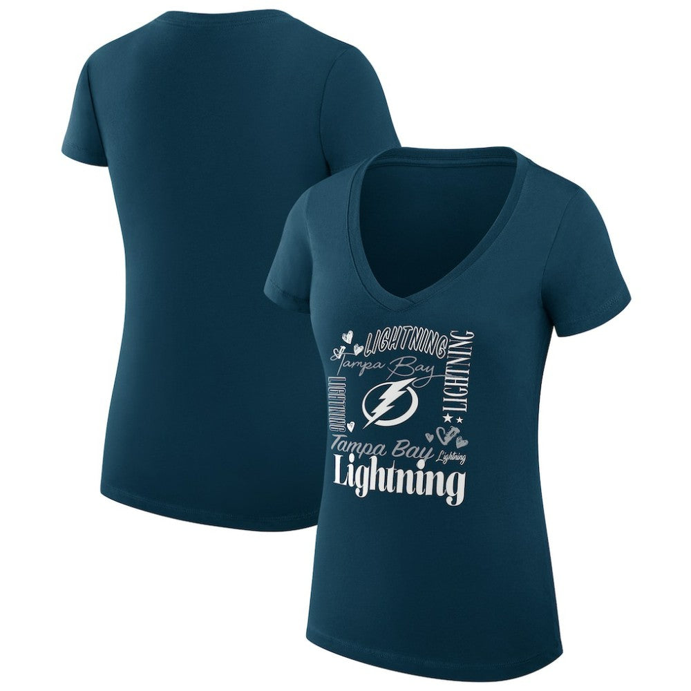 Tampa Bay Lightning G-III 4Her by Carl Banks Women's Super-Slim Fit Lightweight Collage Team Graphic T-Shirt - Blue | US 201623098
