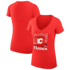 Calgary Flames G-III 4Her by Carl Banks Women's Super-Slim Fit Lightweight Collage Team Graphic T-Shirt - Red | US 201623108