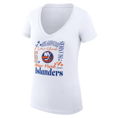 New York Islanders G-III 4Her by Carl Banks Women's Super-Slim Fit Lightweight Collage Team Graphic T-Shirt - White | US 201623115