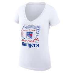 New York Rangers G-III 4Her by Carl Banks Women's Super-Slim Fit Lightweight Collage Team Graphic T-Shirt - White | US 201623120