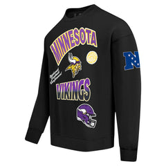 Minnesota Vikings Pro Standard Turn It Up Drop Shoulder Pullover Sweatshirt - Black Pullover