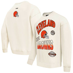 Cleveland Browns Pro Standard Turn It Up Pullover Sweatshirt - Cream Pullover