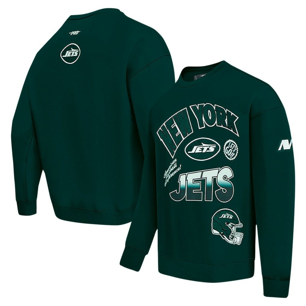 New York Jets Pro Standard Turn It Up Drop Shoulder Pullover Sweatshirt - Green Pullover
